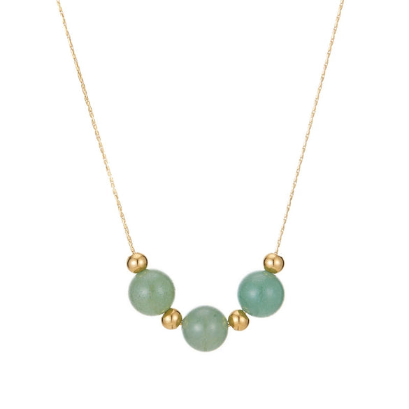 Wholesale Natural Stone Bead Pendant Necklace Titanium Steel Snake Bone Chain Geometric Style 18K Gold Plated