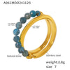 Wholesale Natural Stone Beaded Double Layer Ring Stainless Steel With 18K True Gold Plated Geometric Style Electroplated
