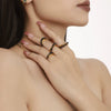 Wholesale Natural Stone Beaded Double Layer Ring Stainless Steel With 18K True Gold Plated Geometric Style Electroplated