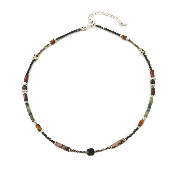 Wholesale Natural Stone Beaded Necklace With Butterfly Pendant Geometric Pattern Handmade