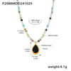 Wholesale Natural Stone Beaded Water Drop Zircon Pendant Necklace In Stainless Steel With Electroplating For Women Light Luxury And Geometric Style