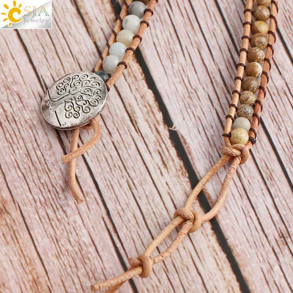 Wholesale Natural Stone Bohemian Handwoven Tree Of Life Minimalist Women's Bracelet