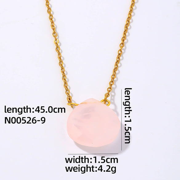 Wholesale Natural Stone Dropshaped Pendant Clavicle Ochain Handmade Women's Fashion Accessories