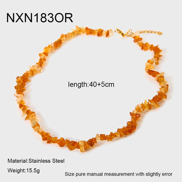 Wholesale Natural Stone Geometric Goldplated Stainless Steel Necklace And Bracelet Jewelry For Women