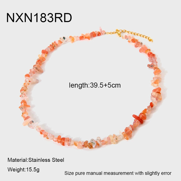 Wholesale Natural Stone Geometric Goldplated Stainless Steel Necklace And Bracelet Jewelry For Women