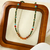 Wholesale Natural Stone Goldplated Geometric Stainless Steel Ball Chain Necklace For Women