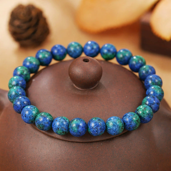 Wholesale Natural Stone Handmade Unisex Elastic Bracelet With Volcanic Stone And Devil's Eye