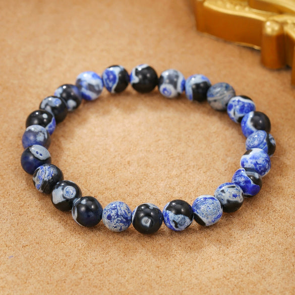 Wholesale Natural Stone Handmade Unisex Elastic Bracelet With Volcanic Stone And Devil's Eye