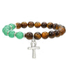 Wholesale Natural Stone Handmade Unisex Elastic Bracelet With Volcanic Stone And Devil's Eye