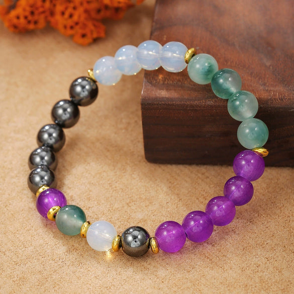 Wholesale Natural Stone Handmade Unisex Elastic Bracelet With Volcanic Stone And Devil's Eye