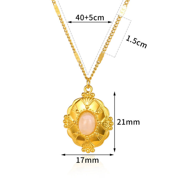 Wholesale Natural Stone Inlaid Stainless Steel Cross Necklace Unisex Electroplated