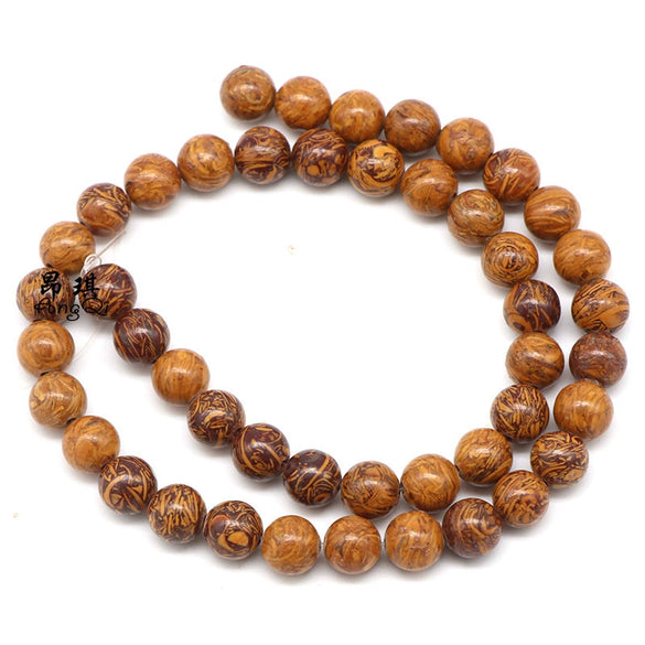 Wholesale Natural Stone Loose Round Beads For Diy Bracelets Grinding And Polishing Goldenlaceagate Elephant Skin Stone Golden Silk Jade