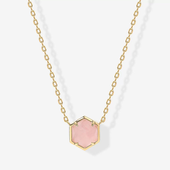 Wholesale Natural Stone Necklace Copper Mixed Gemstone Inlay Geometric Hexagonal O Chain For Women