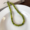 Wholesale Natural Stone Necklace Retro Geometric Style Handbeaded Polished Ball Chain For Women