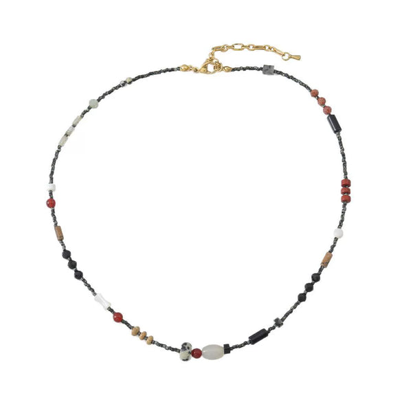 Wholesale Natural Stone Necklace Shell African Pine Spotted Stone Stainless Steel Geometric Original Design Electroplating Clavicle Chain For Women