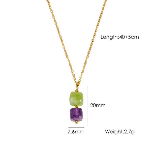 Wholesale Natural Stone Pendant Necklace Stainless Steel Geometric Simple Set With Gemstones For Women