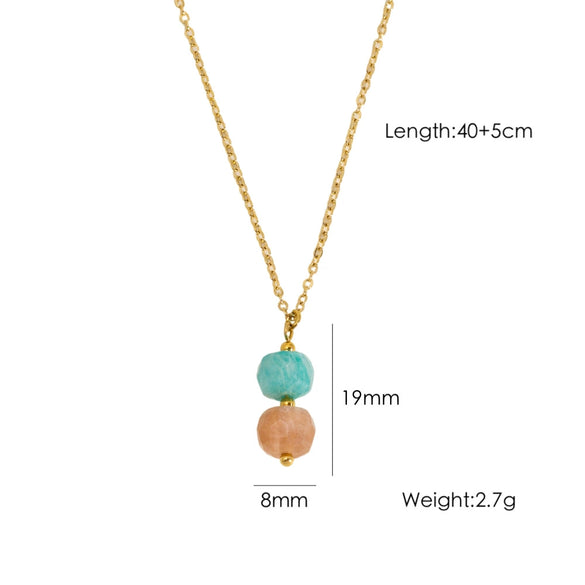 Wholesale Natural Stone Pendant Necklace Stainless Steel Geometric Simple Set With Gemstones For Women