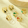 Wholesale Natural Stone Ring Stainless Steel Light Luxury Style Electroplated