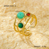 Wholesale Natural Stone Ring Stainless Steel Light Luxury Style Electroplated