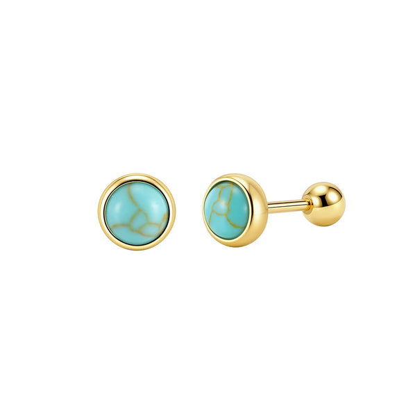 Wholesale Natural Stone S925 Silver Geometric Baroque Style Electroplated Stud Earrings For Women