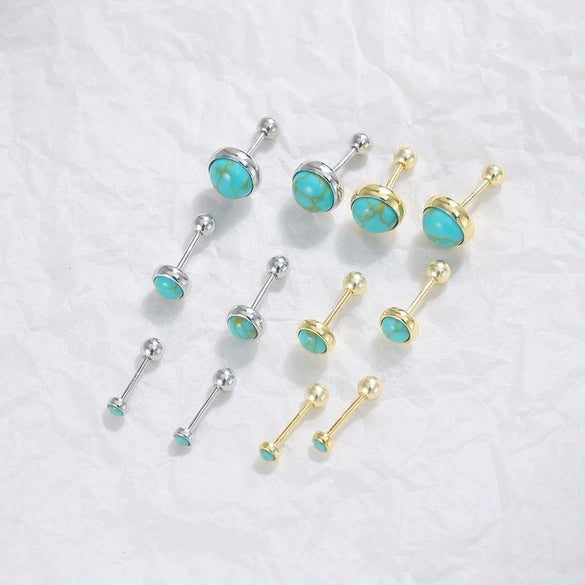 Wholesale Natural Stone S925 Silver Geometric Baroque Style Electroplated Stud Earrings For Women