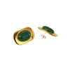 Wholesale Natural Stone Stainless Steel Earrings And Malachite Ring Jewelry Set With Geometric Pattern And Vacuum Real Gold Electroplating