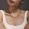 Wholesale Natural Stone 316L Stainless Steel Geometric Handmade Double Layer Overlay Electroplated 18K Gold Colorpreserving Women's Clavicle Necklace