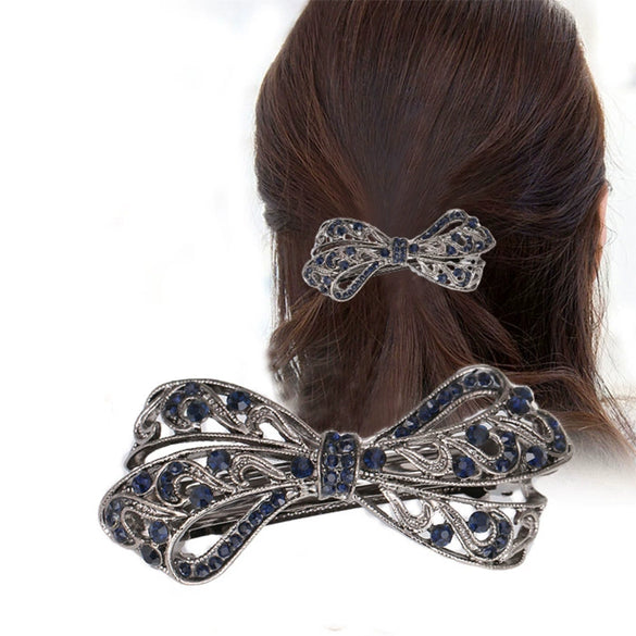 Wholesale Natural Style Alloy Nickelfree Plated Diamond Inlaid Crystal Bow Hairpin For Women