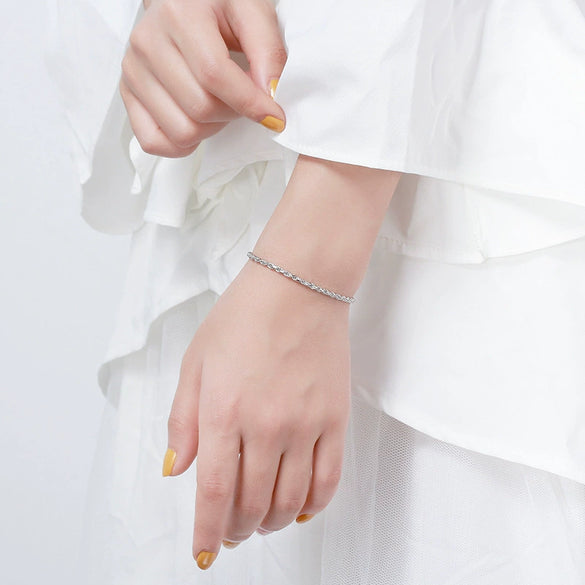 Wholesale Natural Style Geometric S925 Sterling Silver Woven Twist Bracelet With Electroplating