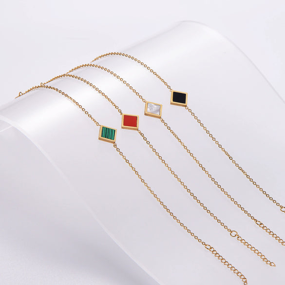 Wholesale Natural Style Plant Flowers Pattern Square Stainless Steel Electroplated Earrings Necklace Bracelet Threepiece Set For Women