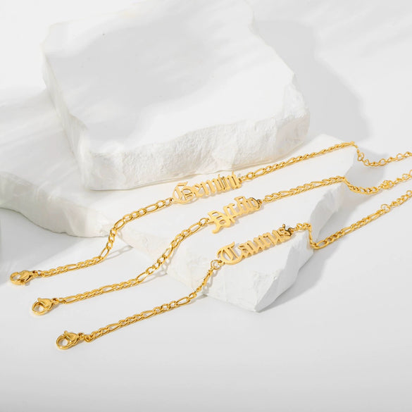 Wholesale Natural Style Twelve Constellations And Ancient English Letters Titanium Steel Bracelets With Electroplating