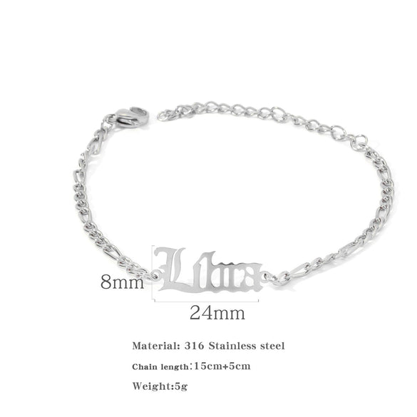 Wholesale Natural Style Twelve Constellations And Ancient English Letters Titanium Steel Bracelets With Electroplating