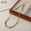 Wholesale Natural Tiger's Eye Stone And Picture Stone Beaded Handmade Geometric Pendant Necklace For Women