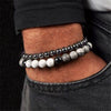 Wholesale Natural Wooden Beads And Copper Inlaid Zircon Beaded Bracelet Set Geometric Handmade Unisex