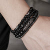Wholesale Natural Wooden Beads And Copper Inlaid Zircon Beaded Bracelet Set Geometric Handmade Unisex
