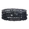 Wholesale Natural Wooden Beads And Copper Inlaid Zircon Beaded Bracelet Set Geometric Handmade Unisex