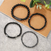 Wholesale Natural Wooden Beads And Copper Inlaid Zircon Beaded Bracelet Set Geometric Handmade Unisex