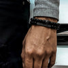 Wholesale Natural Wooden Beads And Copper Inlaid Zircon Beaded Bracelet Set Geometric Handmade Unisex
