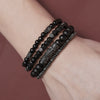 Wholesale Natural Wooden Beads And Copper Inlaid Zircon Beaded Bracelet Set Geometric Handmade Unisex