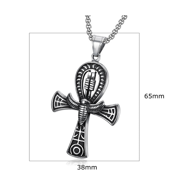 Wholesale Nautical Cross Pendant Necklace Retro Style Titanium Steel Square Pearl