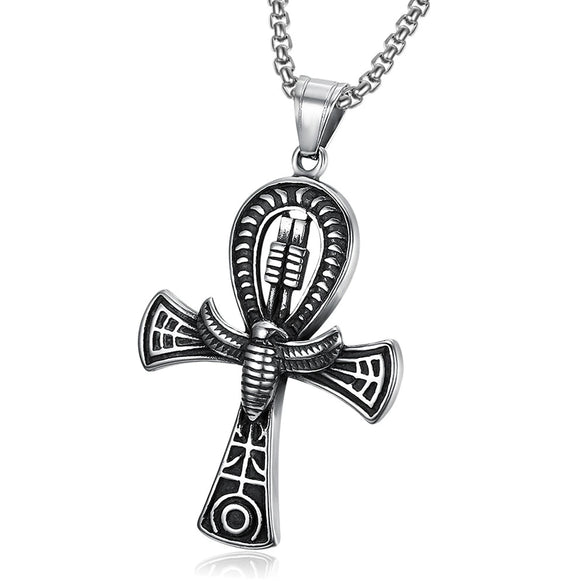 Wholesale Nautical Cross Pendant Necklace Retro Style Titanium Steel Square Pearl