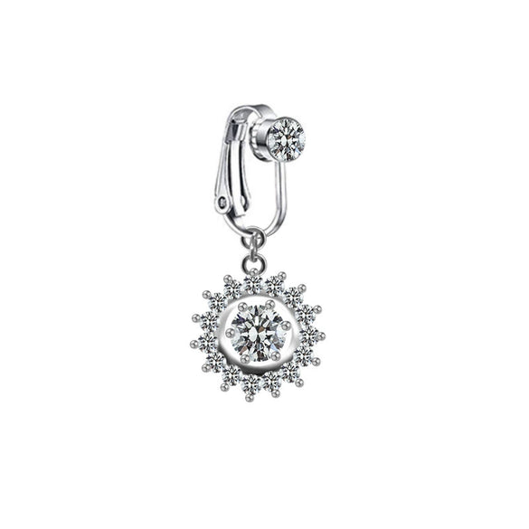 Wholesale Navel Clip Ear Clip Jewelry Stainless Steel Heart Shape Diamond Alloy Inlaid Artificial Gem Semiprecious Stone Unisex