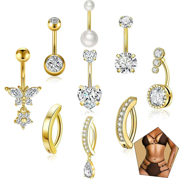 Wholesale Navel Nail Piercing Jewelry Stainless Steel Butterfly Style Electroplated