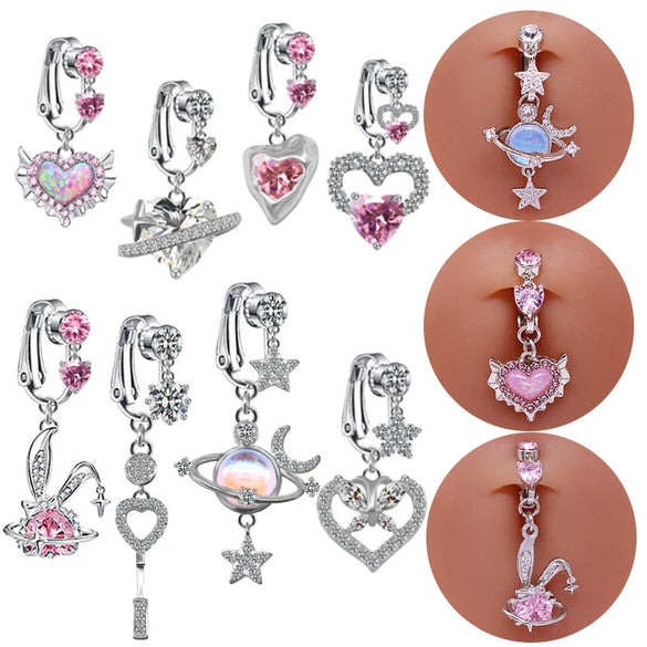 Wholesale Navel Ring Copper Animals Zodiac Cross Heart Shaped Electroplated Unisex