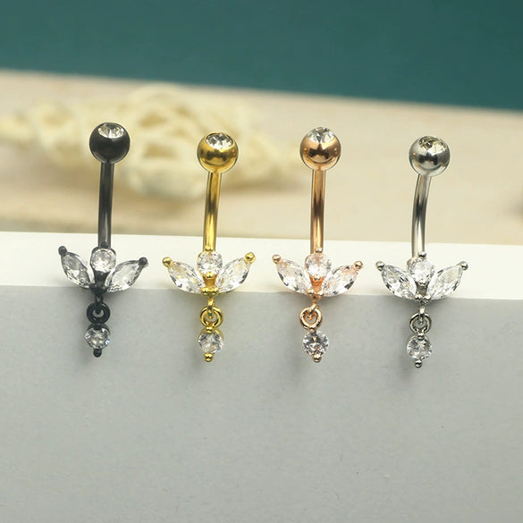 Wholesale Navel Ring Jewelry Stainless Steel Heart Shape Electroplated