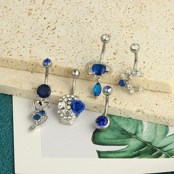 Wholesale Navel Ring Set Stainless Steel Geometric Simple Style Electroplating