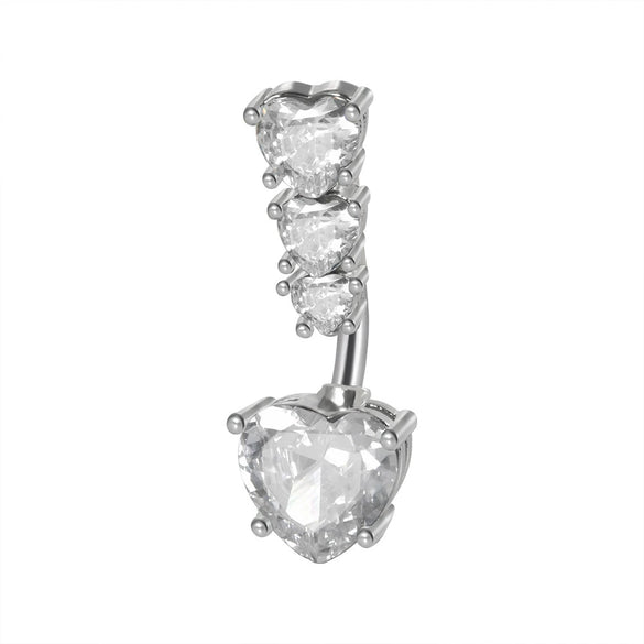Wholesale Navel Ring Stainless Steel Inlaid Zircon Heart Shape Unisex