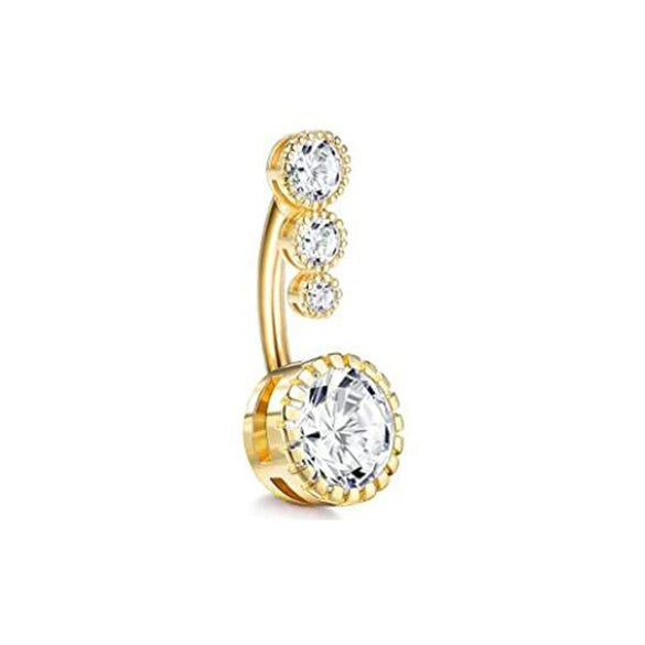 Wholesale Navel Ring Stainless Steel Inlaid Zircon With Heart Pattern And Electroplating Treatment Unisex