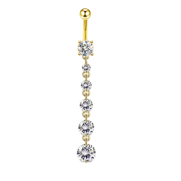 Wholesale Navel Ring Stainless Steel Inlaid Zircon With Heart Pattern And Electroplating Treatment Unisex