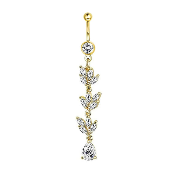 Wholesale Navel Ring Stainless Steel Inlaid Zircon With Heart Pattern And Electroplating Treatment Unisex